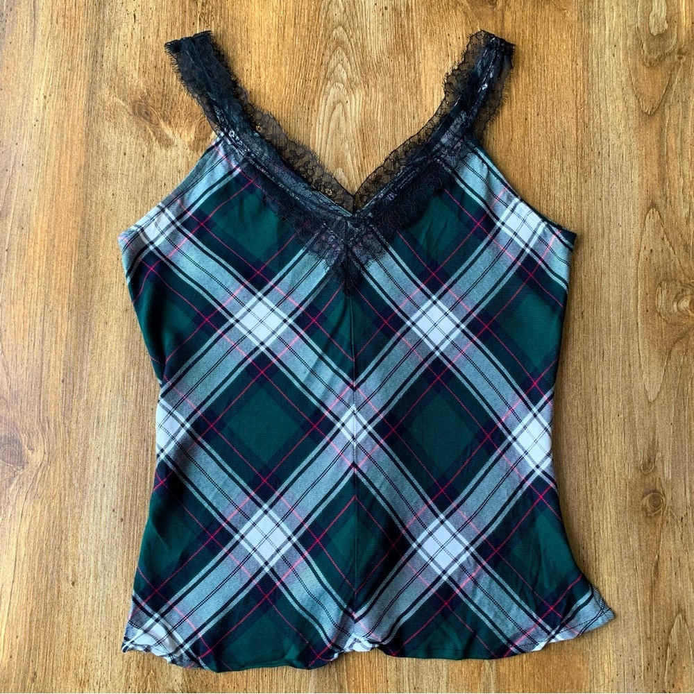 ZARA Tartan Plaid Lace Tank Top XS Camisole